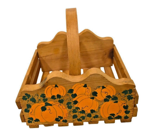 Vintage wooden pumpkin basket - wooden,