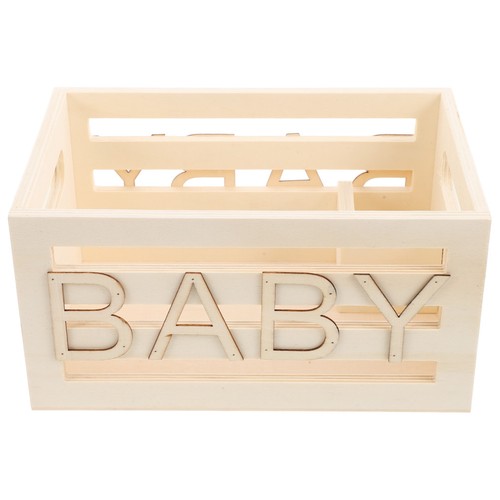 Stackable beige wooden crate - stackable,