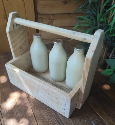 Wooden milk bottle crate - 6,